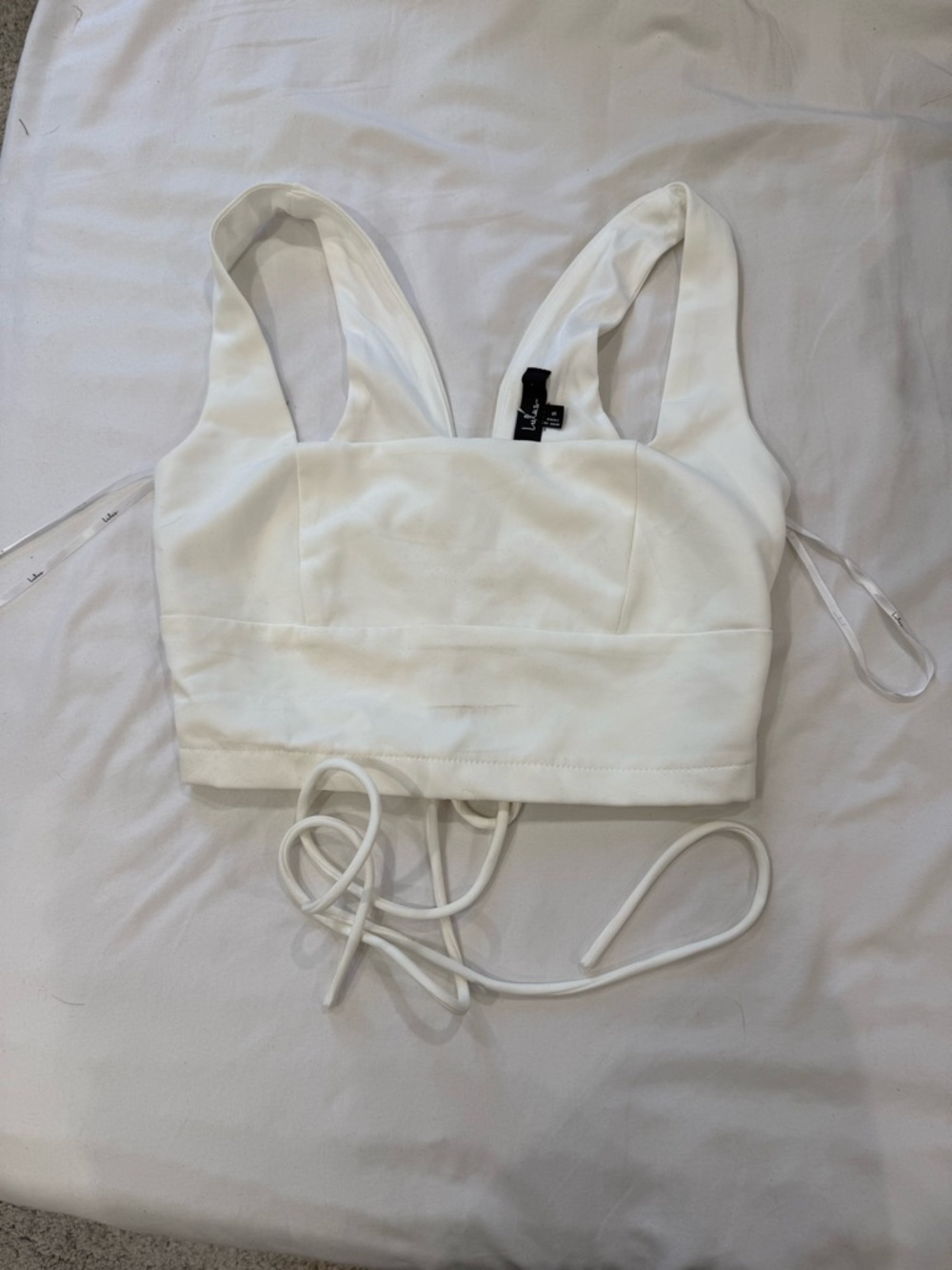 Lulu's White Cropped Lace-Up Tank Top